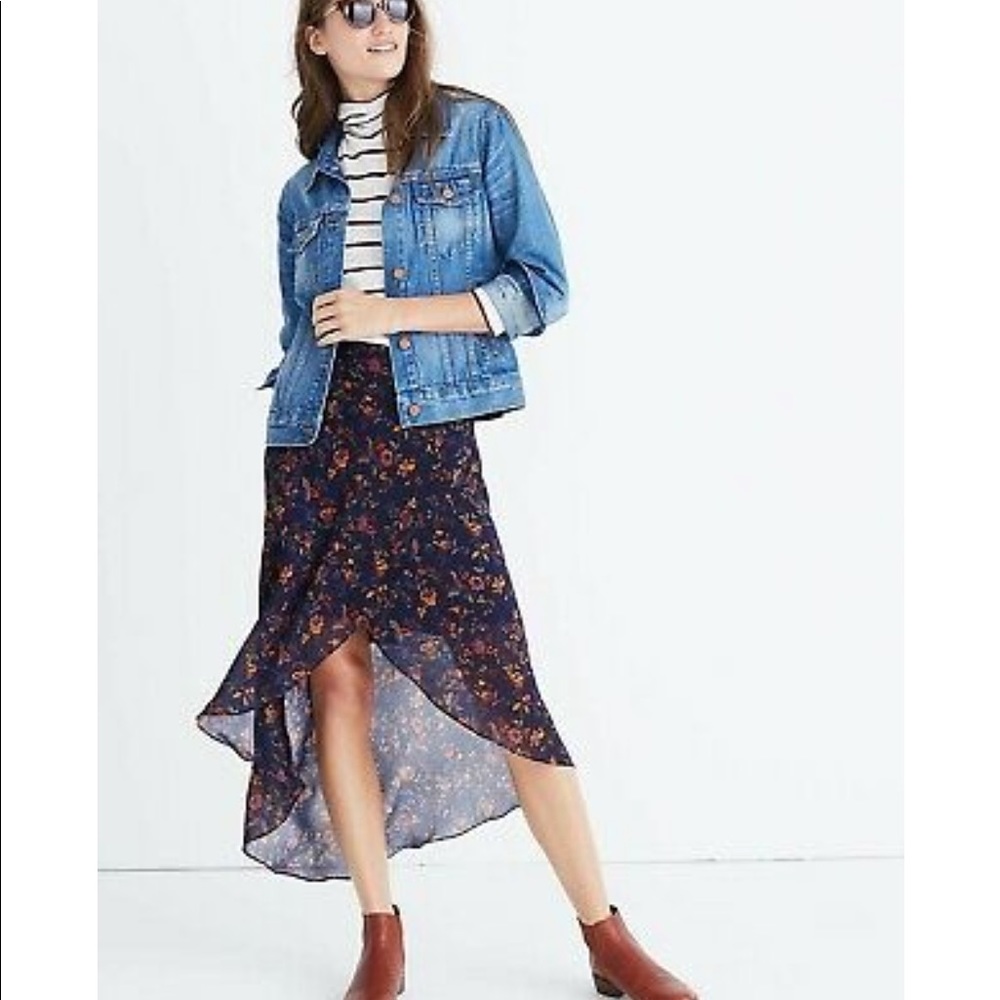 Madewell floral Hi-Lo skirt